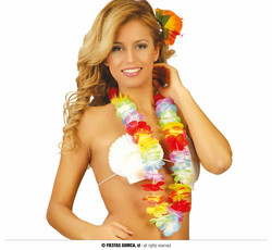 COLLIER HAWAIEN EN TISSU MULTICOLORE
